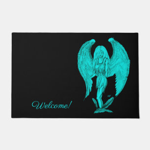 Angel , Black and Green design Doormat