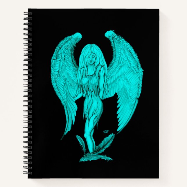 Angel , Black and Green design Notebook (Front)