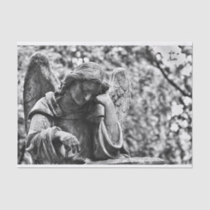 Angel black and white cemetery tissue paper
