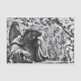 Angel black and white cemetery tissue paper