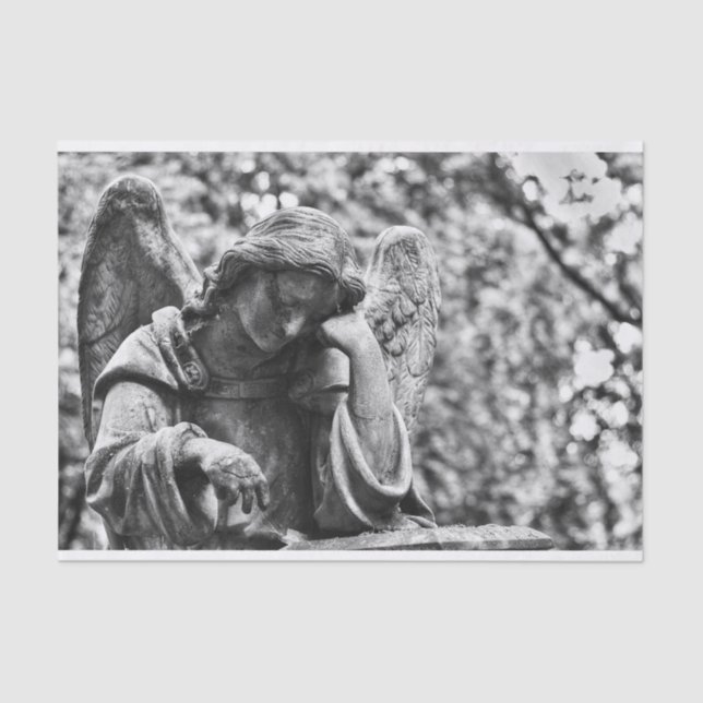 Angel black and white cemetery tissue paper (Front)