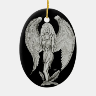 Angel Black and white Design Ceramic Tree Decoration
