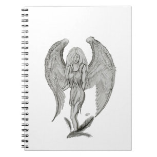Angel black and white design notebook