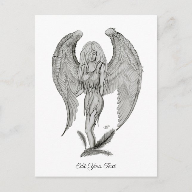 Angel , Black and White design Postcard (Front)