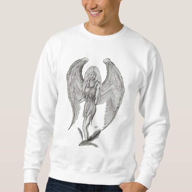 Angel , Black and White Design Sweatshirt (Front)