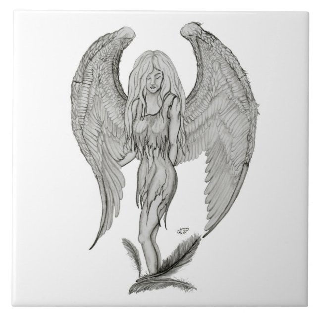 Angel black and white design tile (Front)
