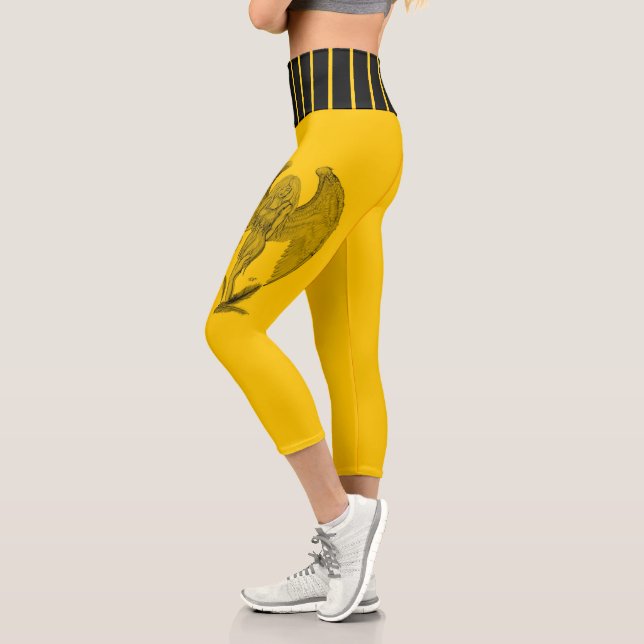 Angel , Black and Yellow Design Capri Leggings (Left)
