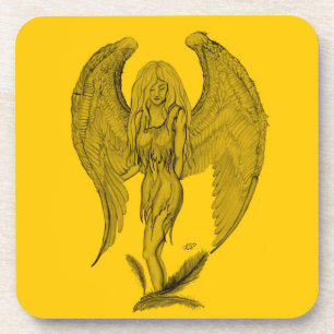Angel Black and yellow design Coaster