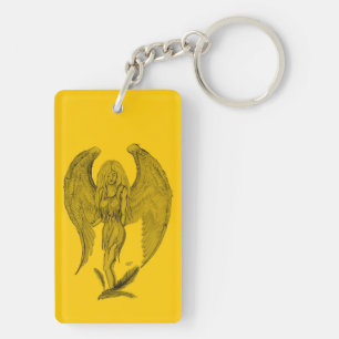Angel - Black and yellow Design Key Ring