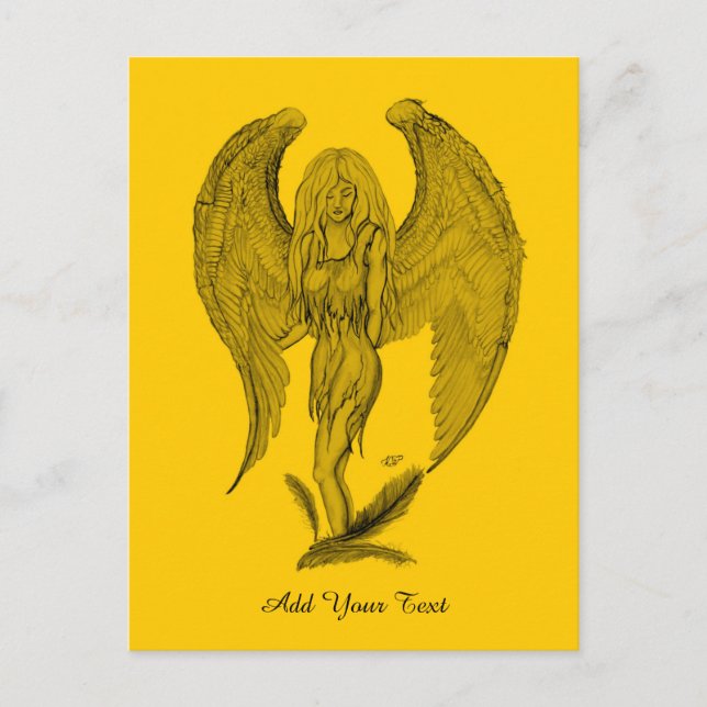 Angel - black and yellow design postcard (Front)