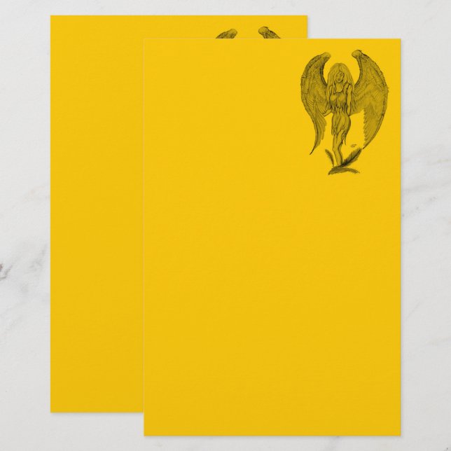 Angel - black and yellow design stationery (Front/Back)
