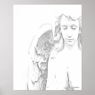 Angel Black White Wings Spiritual Wall Art