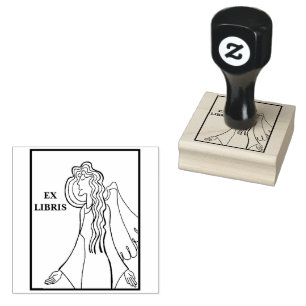 Angel blessings bookplate rubber stamp