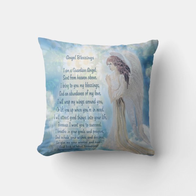 Angel Blessings Guardian Angel with Poem Cushion (Front)