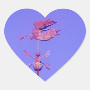 Angel BLOWING HORN WEATHER VANE Heart Sticker