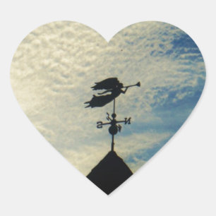 Angel BLOWING HORN WEATHER VANE Heart Sticker