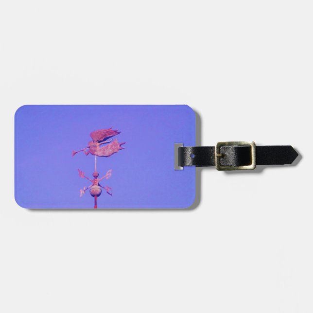 Angel BLOWING HORN WEATHER VANE Luggage Tag (Front Horizontal)