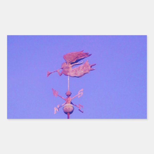 Angel BLOWING HORN WEATHER VANE Rectangular Sticker (Front)