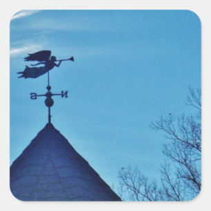 Angel BLOWING HORN WEATHER VANE Square Sticker