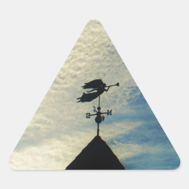 Angel BLOWING HORN WEATHER VANE Triangle Sticker (Front)