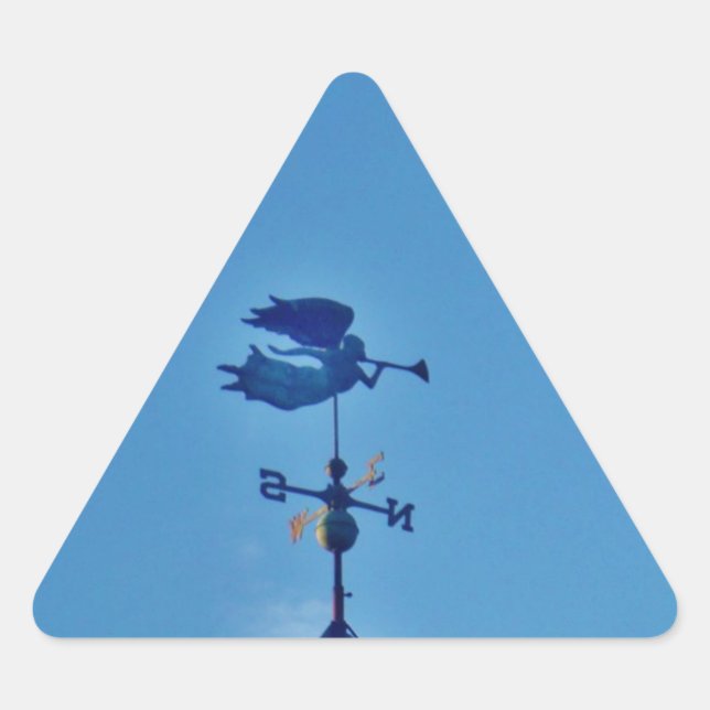 Angel BLOWING HORN WEATHER VANE Triangle Sticker (Front)