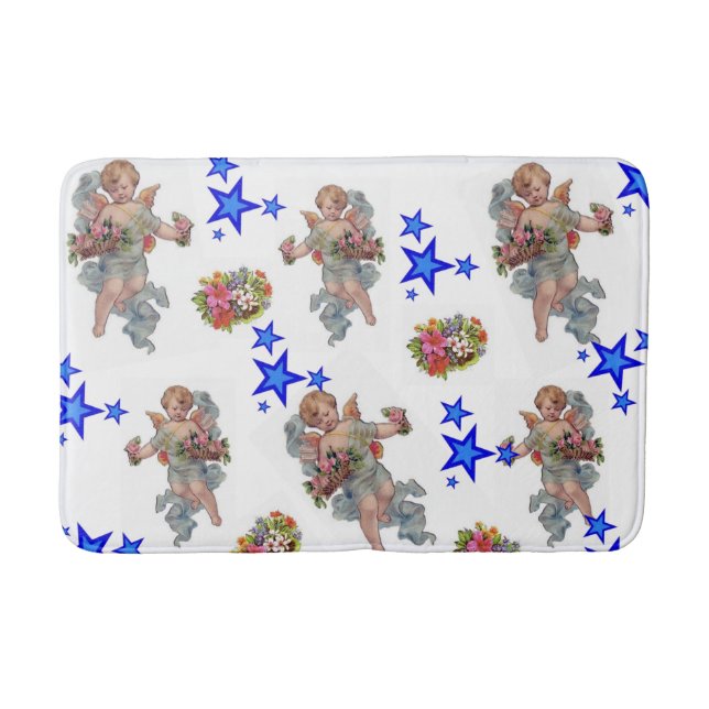 Angel Blue Stars Bathroom Bath Mat (Front)