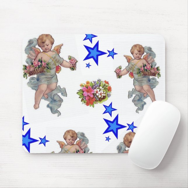 Angel Blue Stars Mouse Pad! Mouse Mat (With Mouse)