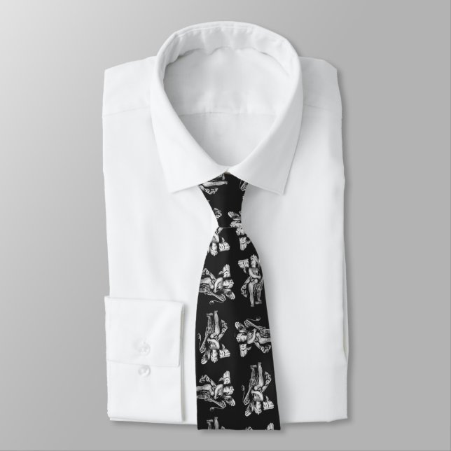 Angel boy sculpture motif pattern tie (Tied)