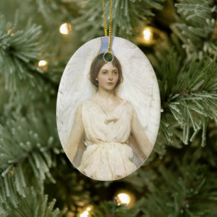 Angel by Abbott Thayer, Vintage Victorian Fine Art Ceramic Tree Decoration