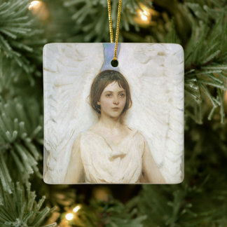 Angel by Abbott Thayer, Vintage Victorian Fine Art Ceramic Tree Decoration