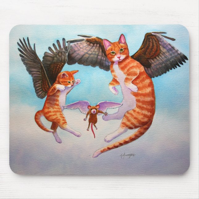 Angel Cat and Mouse Game Mouse Mat (Front)