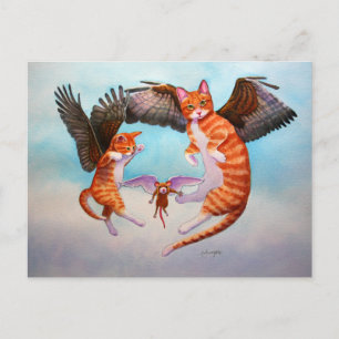 Angel Cat and Mouse Game Postcard