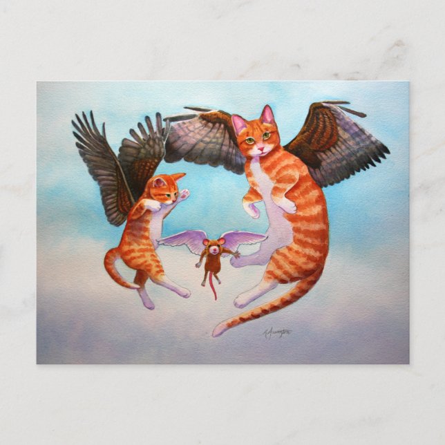 Angel Cat and Mouse Game Postcard (Front)