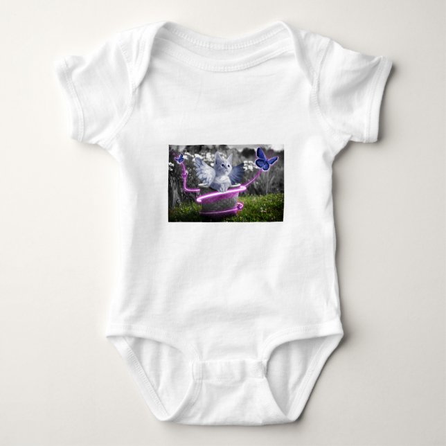 angel cat baby bodysuit (Front)