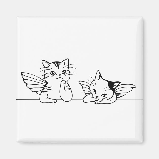 Angel Cat Boring Christmas Magnet (Front)