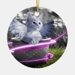 angel cat ceramic tree decoration