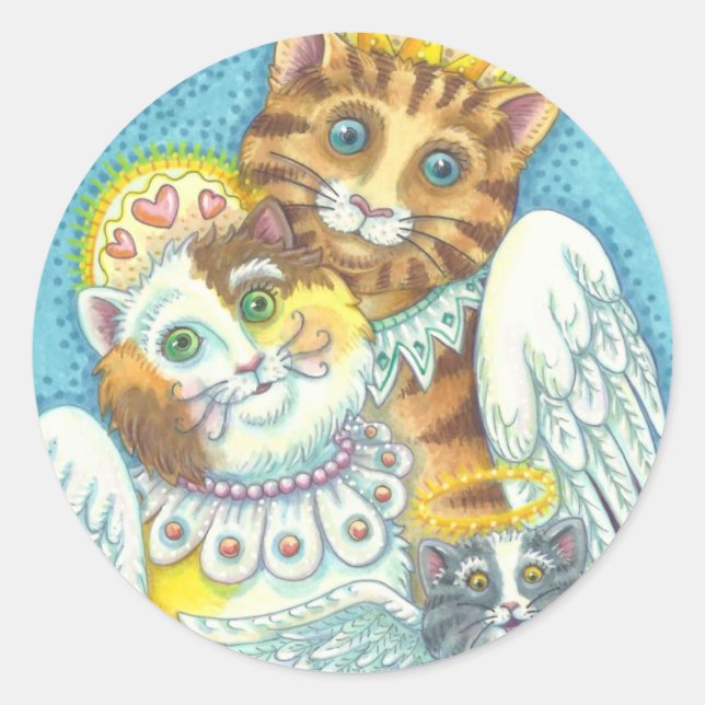 Angel Cat Family PURRS IN HEAVEN STICKERS Sheet (Front)