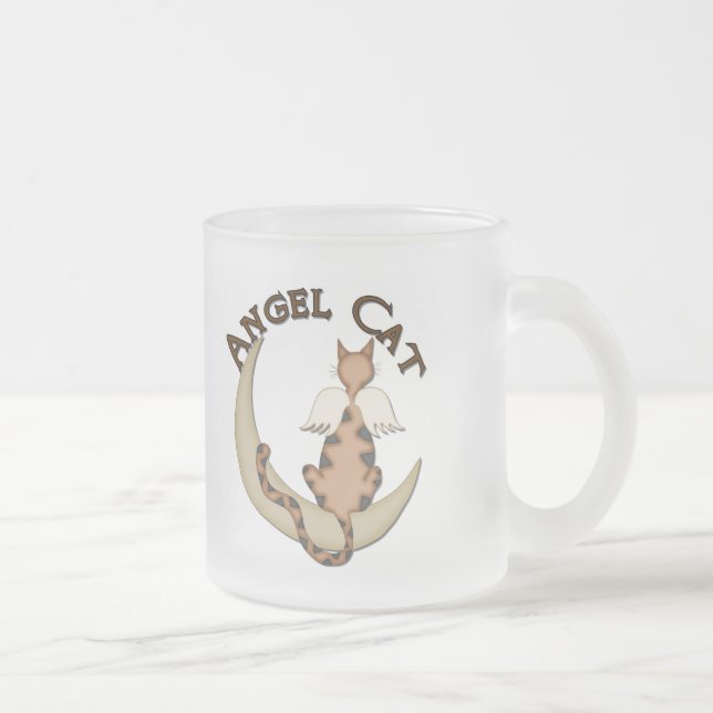 Angel Cat Frosted Glass Coffee Mug (Right)