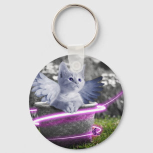 angel cat key ring