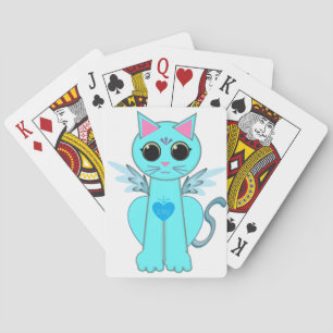 Angel cat playing cards