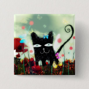 Angel cat poppy heaven Papillons lomography petite 15 Cm Square Badge