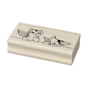 angel cats art stamp