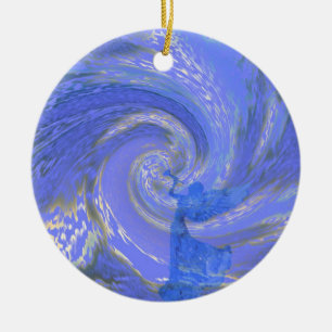 Angel celebrates this night of nights. ceramic tree decoration