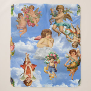 angel cherub clouds antique heavenly victorian sherpa blanket