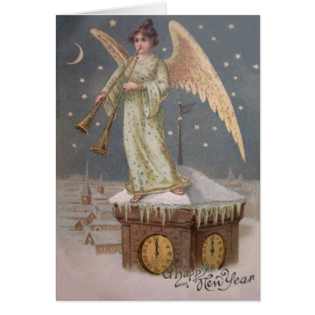 Angel Cherub Horn Clock Tower Moon Stars (Front)