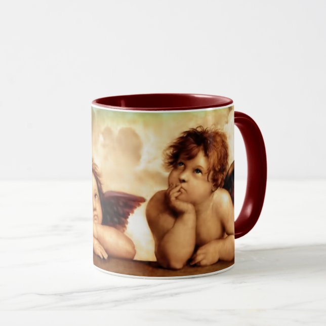 Angel Cherubs by Raphael Sanzio Christmas Gift Mug (Front Right)