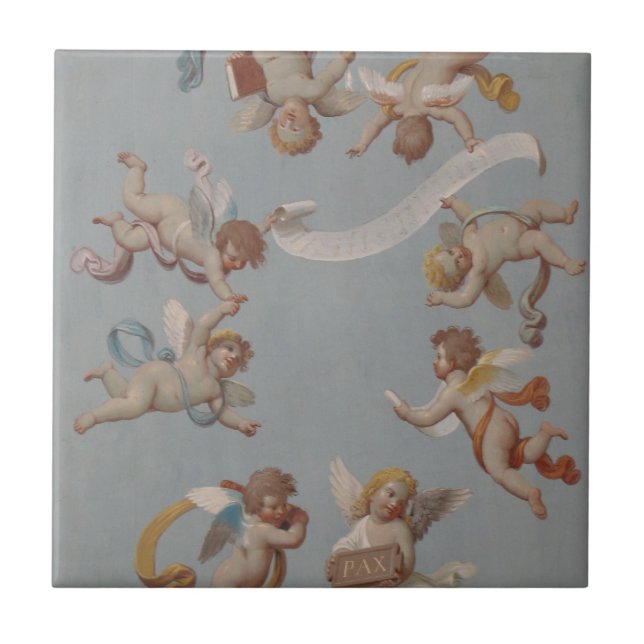 Angel Cherubs Whimsical Renaissance Tile (Front)