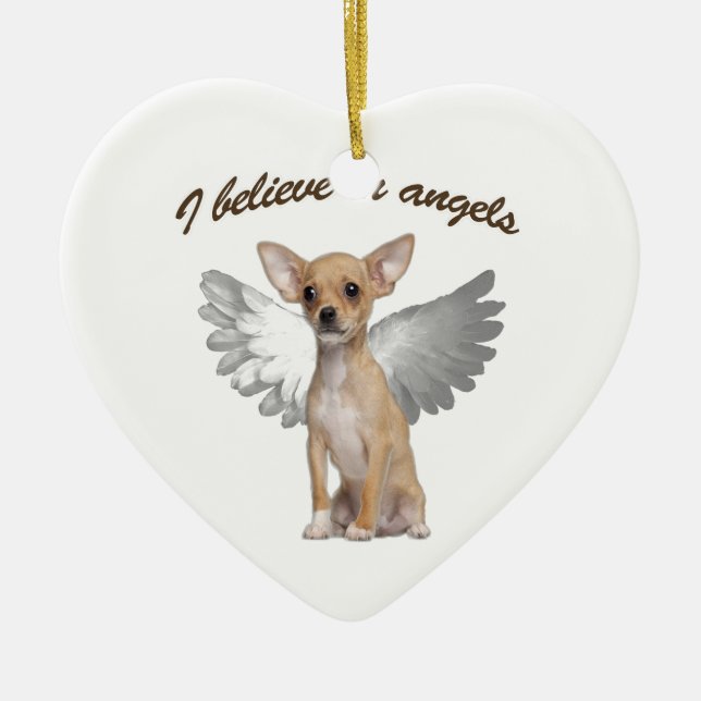 Angel Chihuahua Ceramic Tree Decoration (Front)