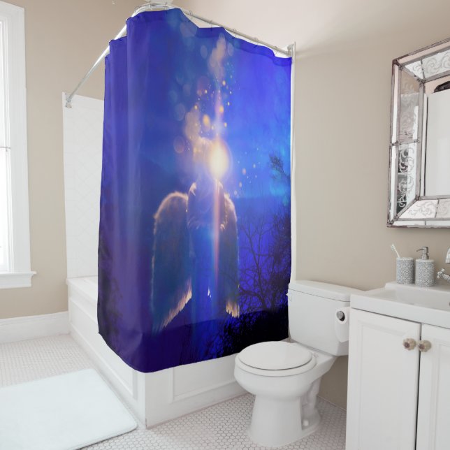 Angel Child "NEVER ALONE" Shower Curtain (In Situ)