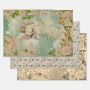Angel Christmas Bells Wrapping Paper Sheet